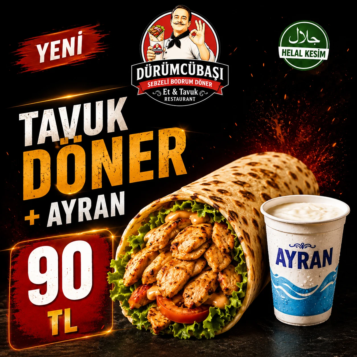 Tavuk Döner + Ayran